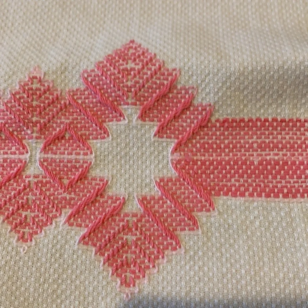 Vintage Handmade Kitchen Hand Towel pink/white